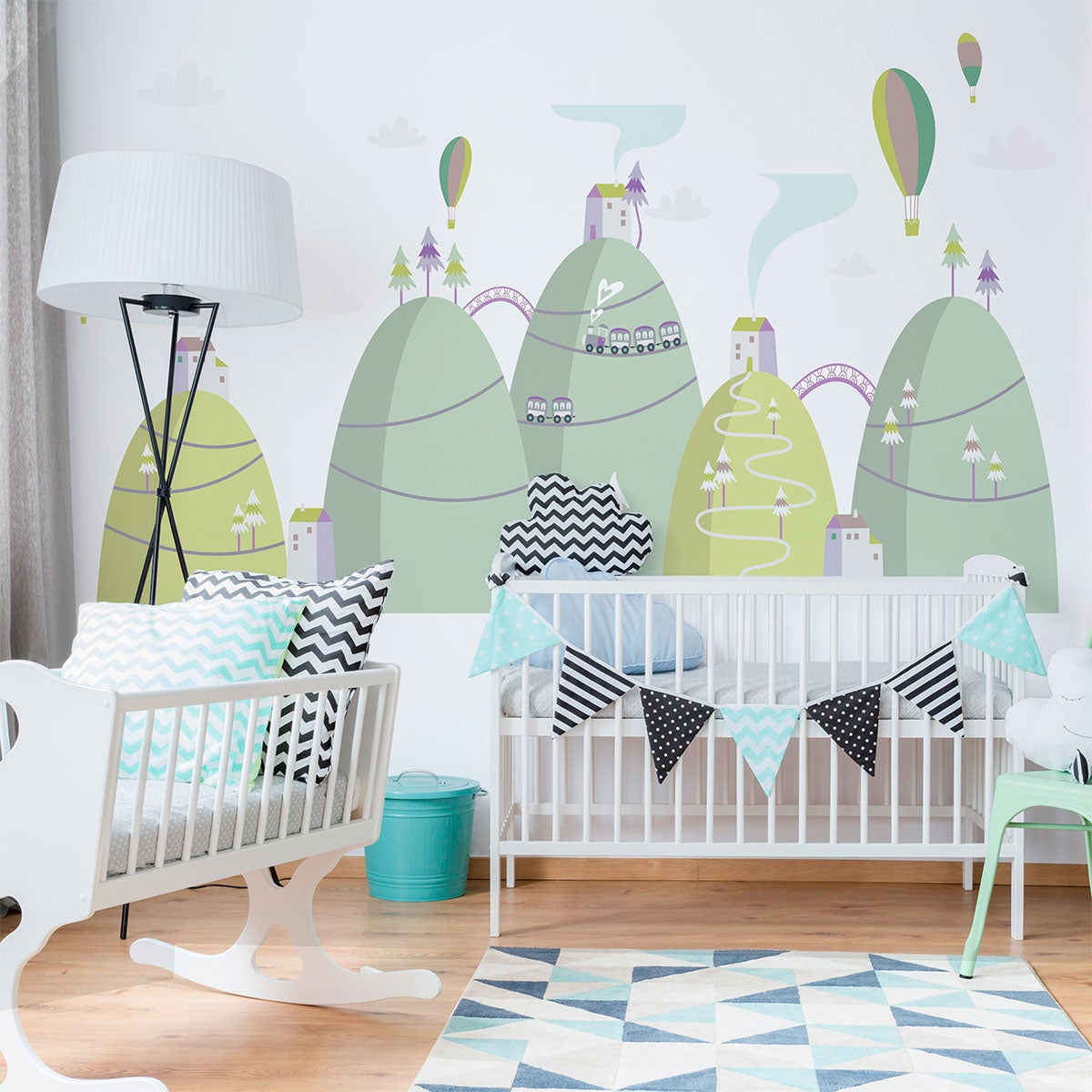 Adesivo mongolfiere delle montagne scandinave viste dal cielo - Sticker adesivo - adesivi murali - 60x90cm - 6