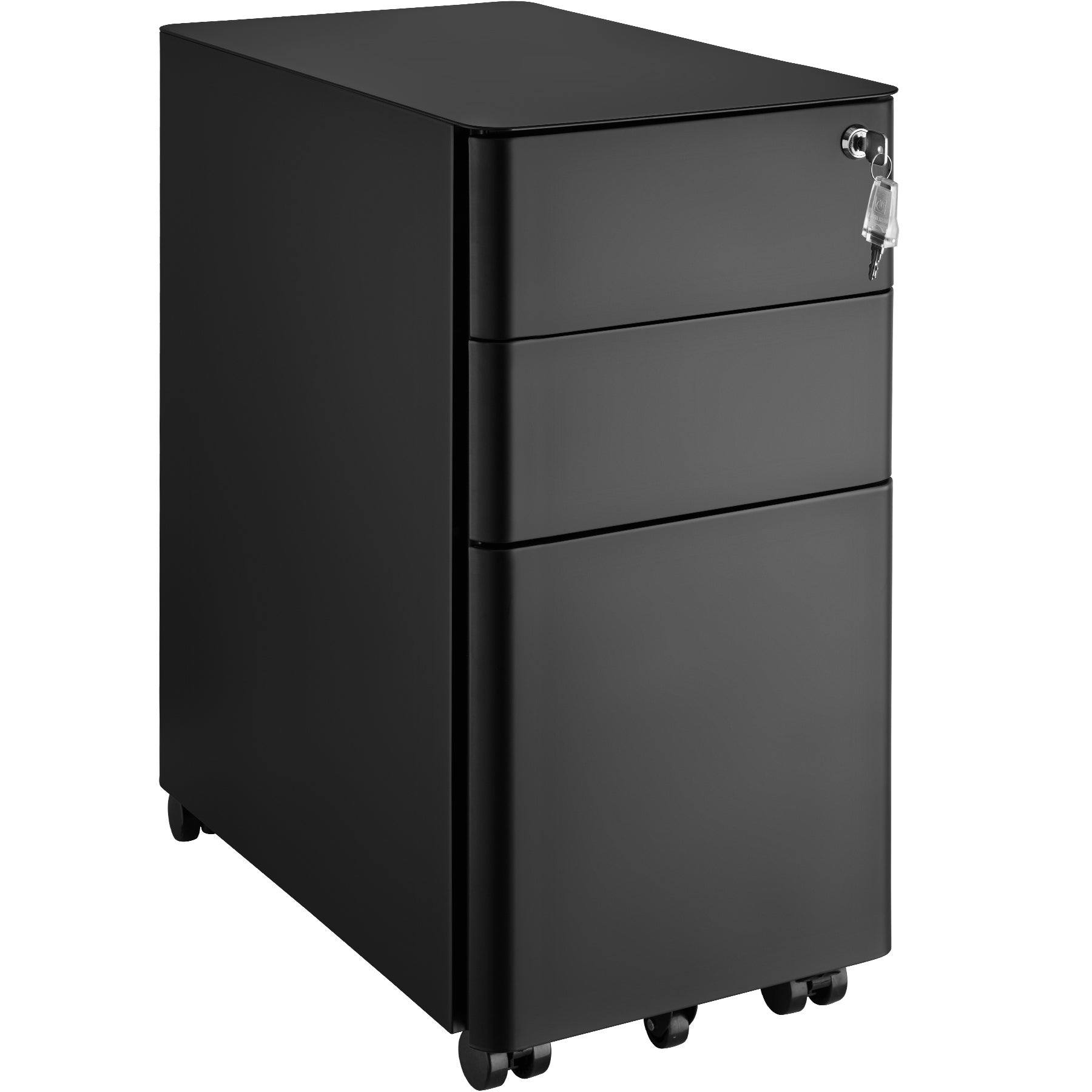 Caisson De Bureau à Roulettes Avec Tiroir - Rangement Acier Noir 54x40x36 Cm