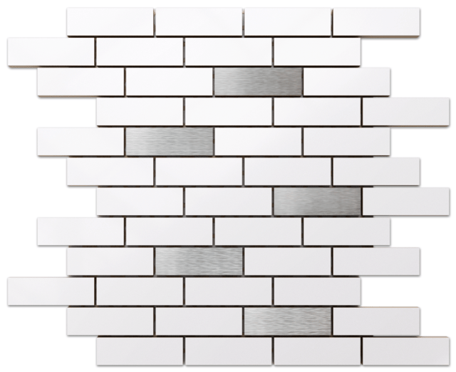 Mosaico in ceramica su rete per bagno o cucina 37.3 cm x 29.8 cm - Silver Mine mat