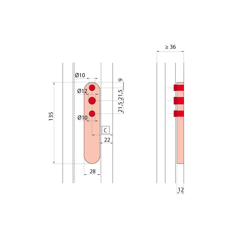 Poignée cuvette escamotable pop-up - Profondeur (mm) : 11 - Finition : Blanc RAL9016 - Carré (mm) : 7x21 - ROTO - 4