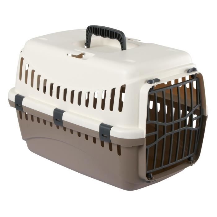 Transportín para perros 48x32x32cm - crema y topo - seguro para coche