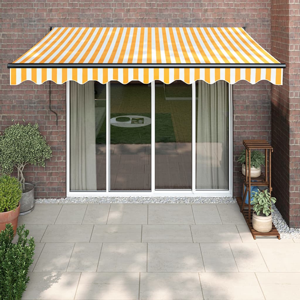 Toldo retráctil | toldo parasol | marquesina aluminio y tela blanco y amarillo 3x2,5 m cfw32805