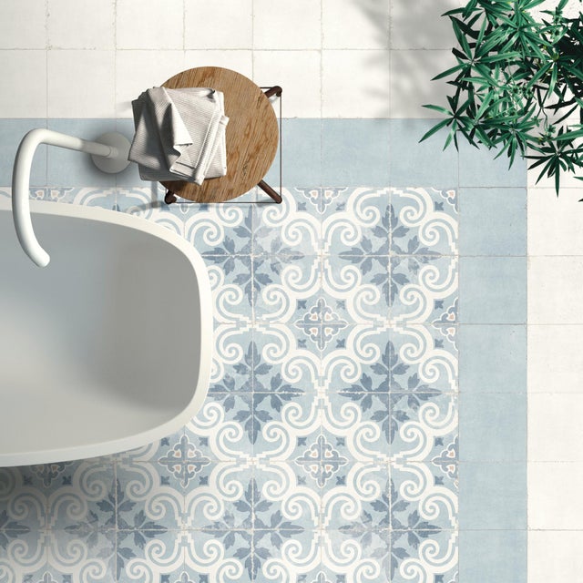 Azulejo porcelánico efecto hidraúlico mate Valencia Turia 20x20cm