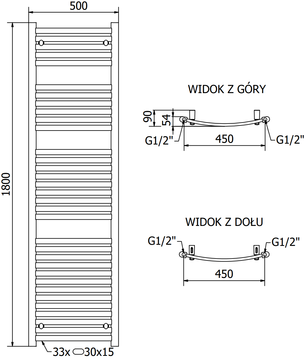 Mexen Helios radiator baie 1800 x 500 mm, 844 W, antracit - W103-1800 ...