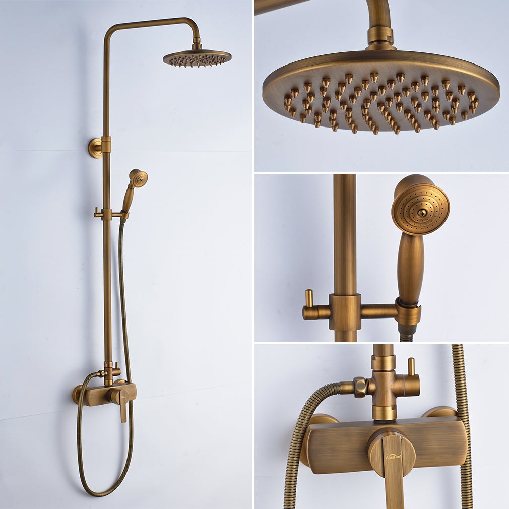 Auralum max Colonne de Douche Réglable Ensemble de Douche Mural en Bronze Solide Design Rétro - EU Modèle - 6