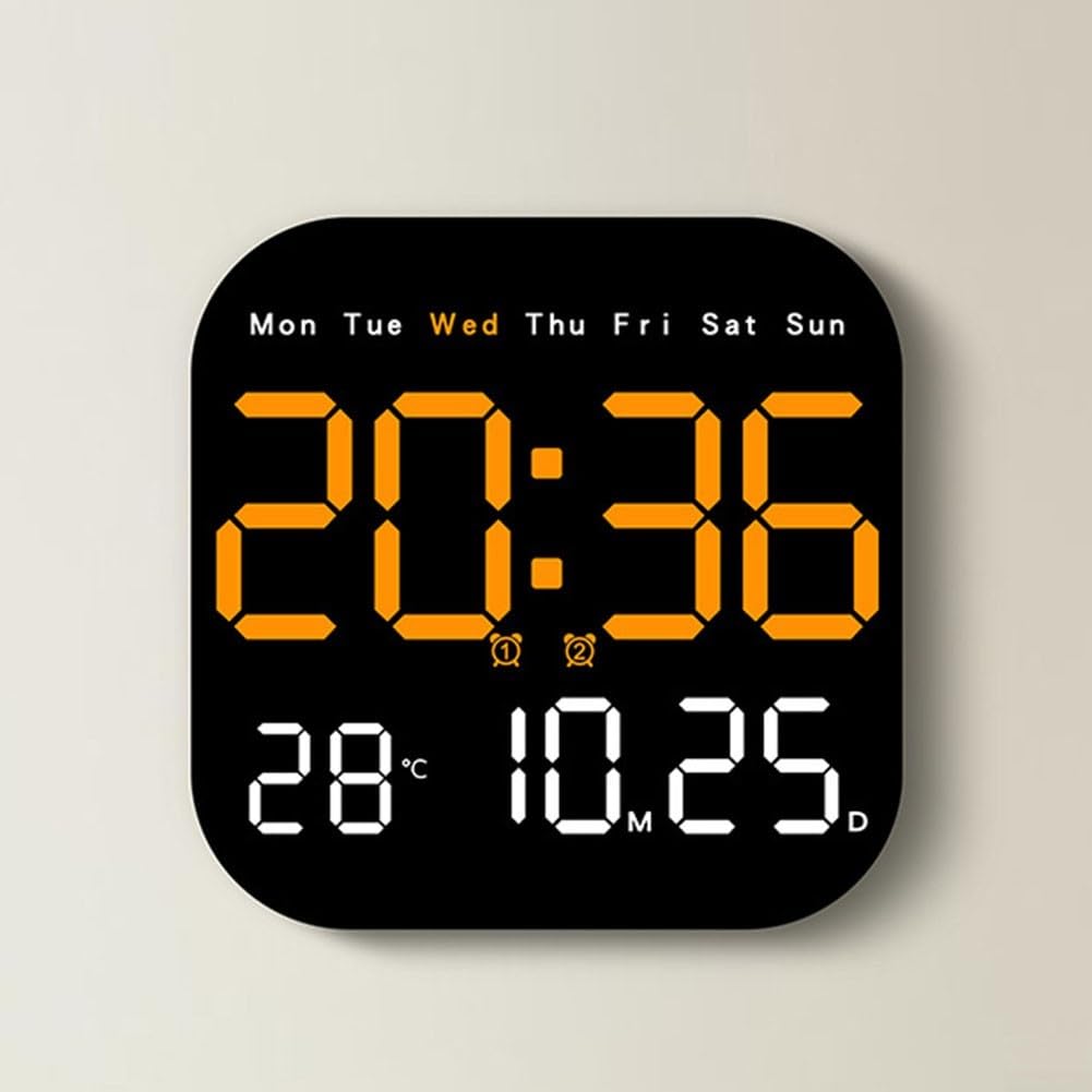 Horloge murale numérique électrique LED avec télécommande, affichage multifonction, réveil, température, date, heure pour la maison - 6