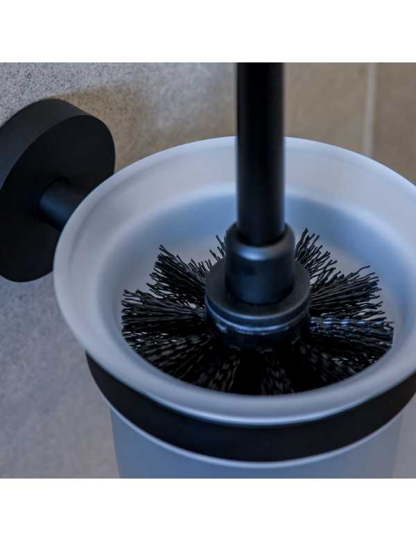 BEMETA Nero Porta scopino da parete in ottone nero e ciotola in vetro 37x14x9,5cm (104113010) - 3