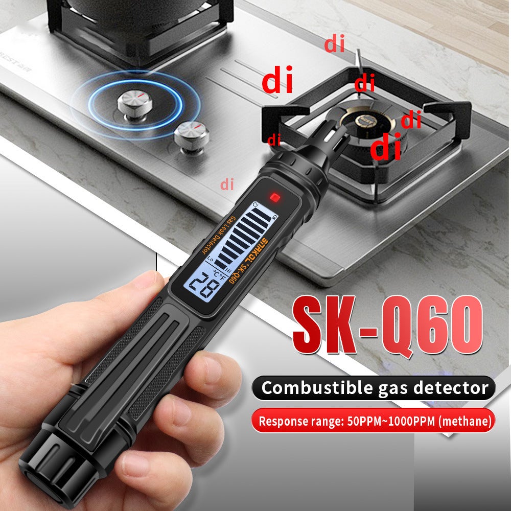 Detector de gas combustible, detector de fugas de gas inflamable, con pantalla LED, alarma sonora y luminosa (sin batería) - 5