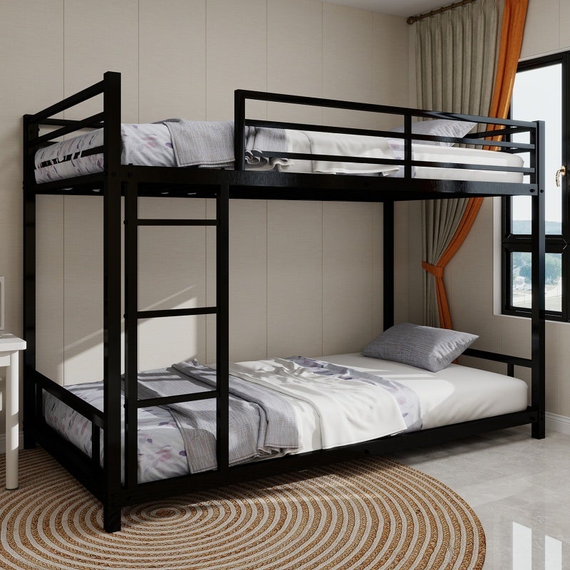 Leroy Merlin Literas Juveniles De Metal 90X190 Cm Con Barrera De Seguridad Y Escalera,Cama Doble,Silenciosa,No Necesita Somier, (Sin Colchón) Negra 