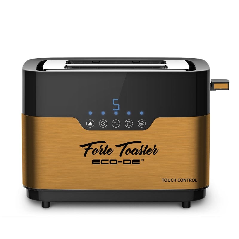 Eco-De  Ecode® Tostadora Forte Toaster, 920W Panel Control Táctil Indicador Led, Doble Ranura, Ranuras Extra Anchas, 7 Niveles Tueste Eco-432 Dorado/Negro , Leroy Merlin