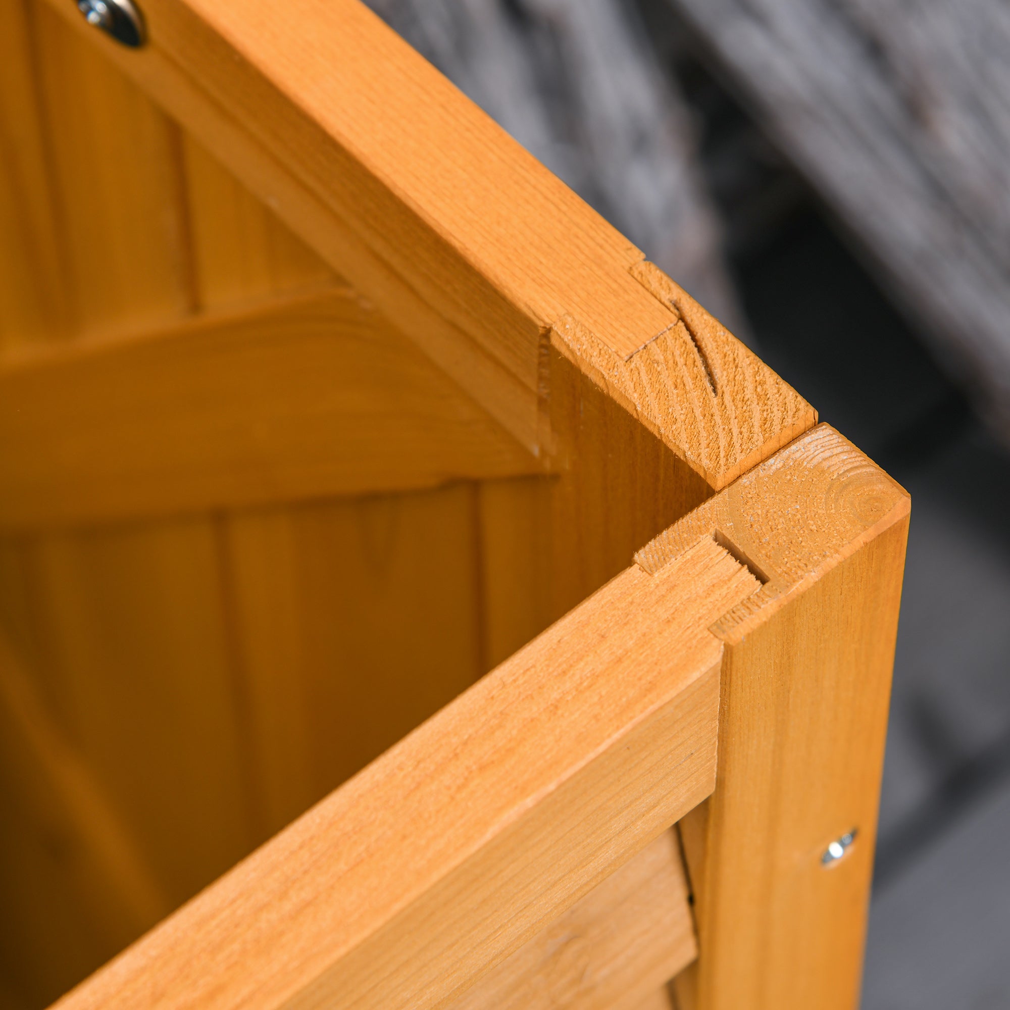 Baúl de Almacenaje Outsunny Madera de Abeto Madera Natural 127x56x60 cm 84B-458YL - 5