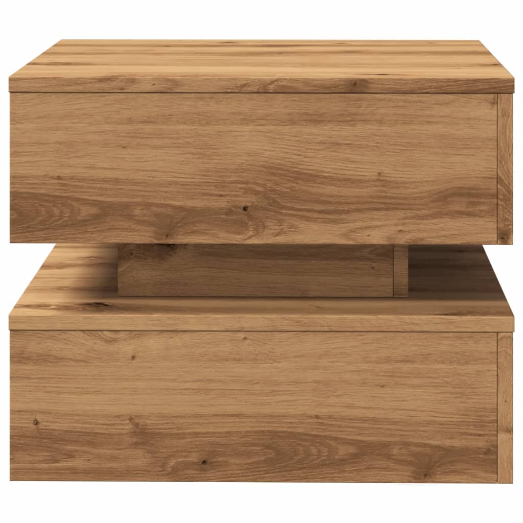 Maison Exclusive - Table basse avec lumières LED chêne artisanal 50x50x40 cm - 7