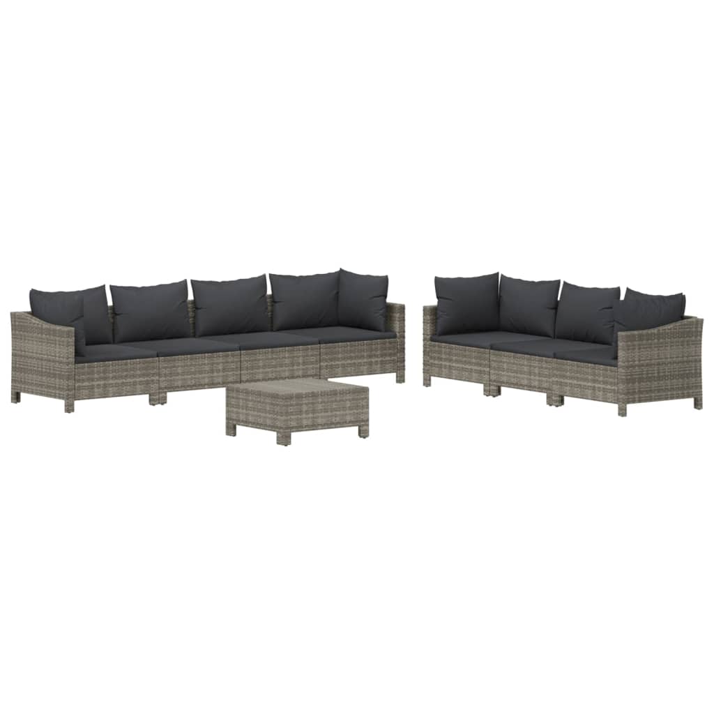 The Living Store - Salon de jardin 8 pcs avec coussins Gris Résine tressée - 3