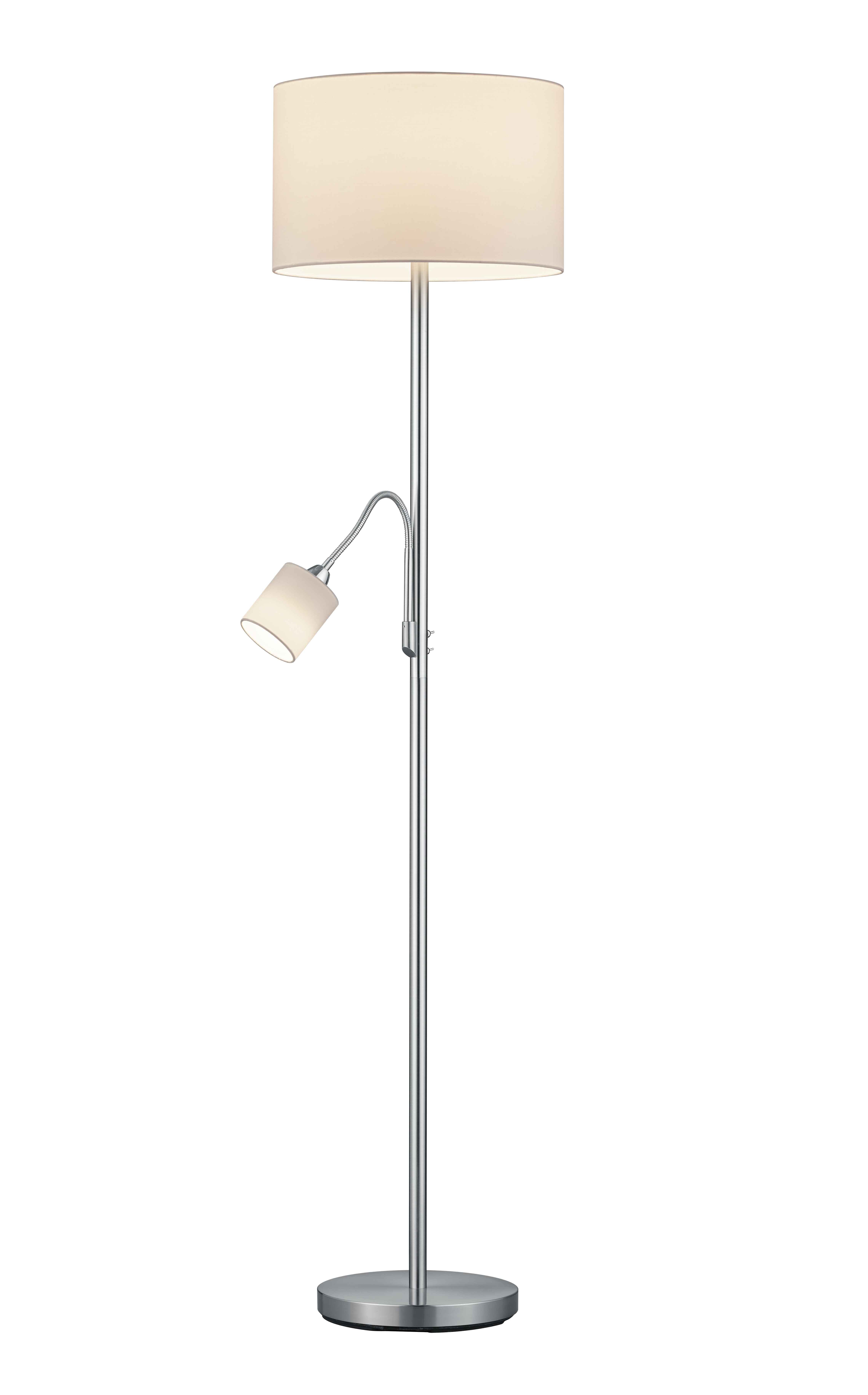 Lampa podłogowa stojąca Hotel srebrno-biała 2xE14 / E27x78W wym: 170 x 40 x 40 cm tkanina Trio