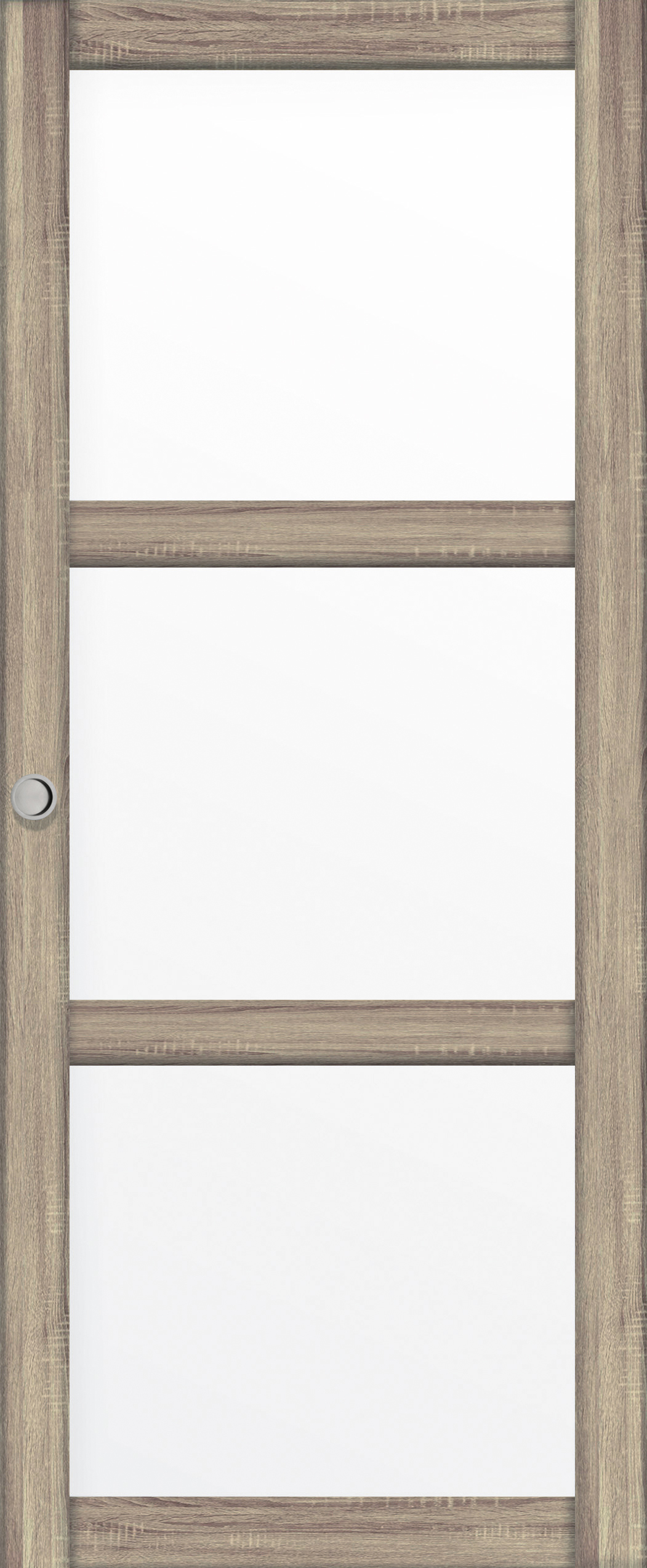 Kit porte coulissante 3 carreaux Vérone décor chêne taupe + rail 2 amortisseurs + cache rail décor assorti - H 204 cm x L 83 cm - 4