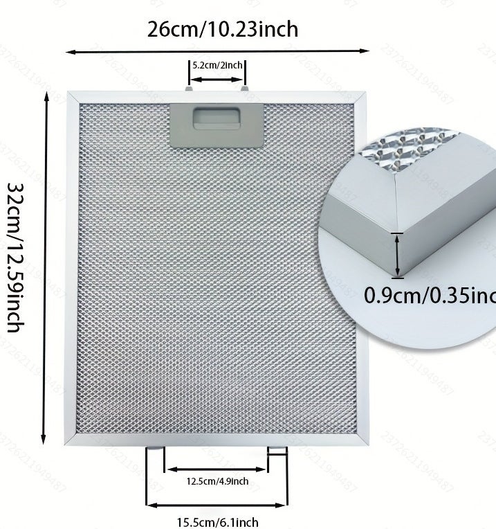 Set di 2 filtri di ricambio per cappe aspiranti, 320 x 260 mm, filtri universali in lega di alluminio con 5 strati di alluminio, filtro - 2