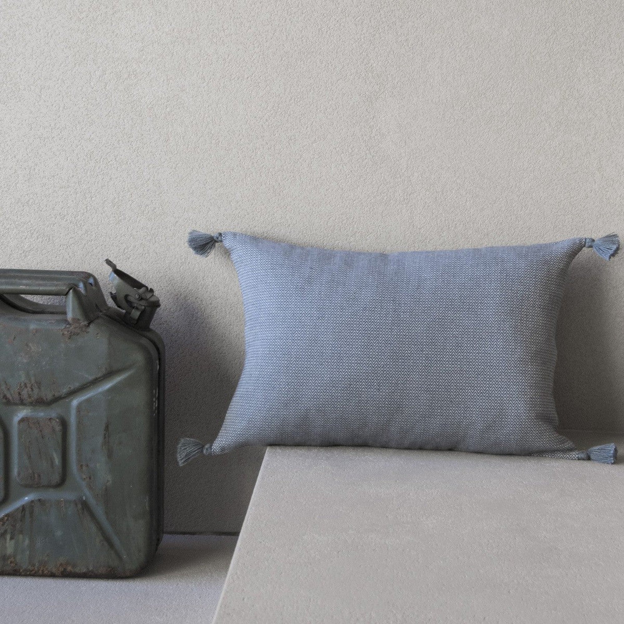 Housse de coussin 60x40 coton bleu pétrole - 2