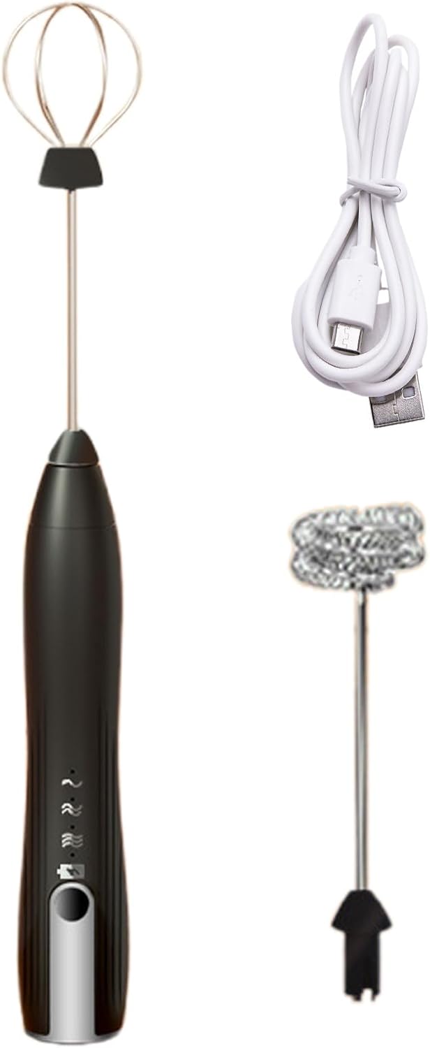 Montalatte Elettrico Ricaricabile A Batteria, Frusta In Acciaio Inox, 3 Velocità, Per Cappuccino, Cioccolata Calda E Uova