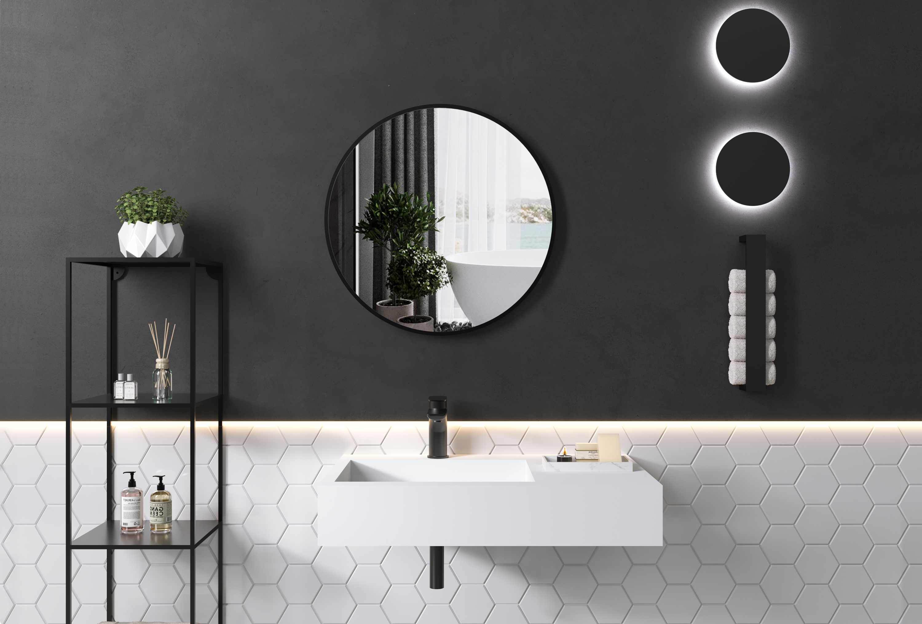 BERNSTEIN - Lavabo / vasque à suspendre 74x50x13cm en fonte minérale - PB2014 - 2