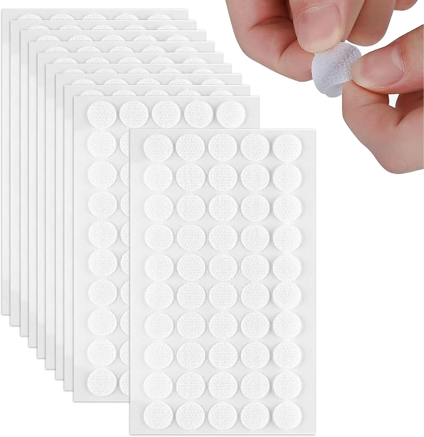 500 sztuk samoprzylepnych kropek z rzepu Velcro o średnicy 20 mm, samoprzylepne punkty z haczykiem i pętelką, wytrzymała taśma klejąca