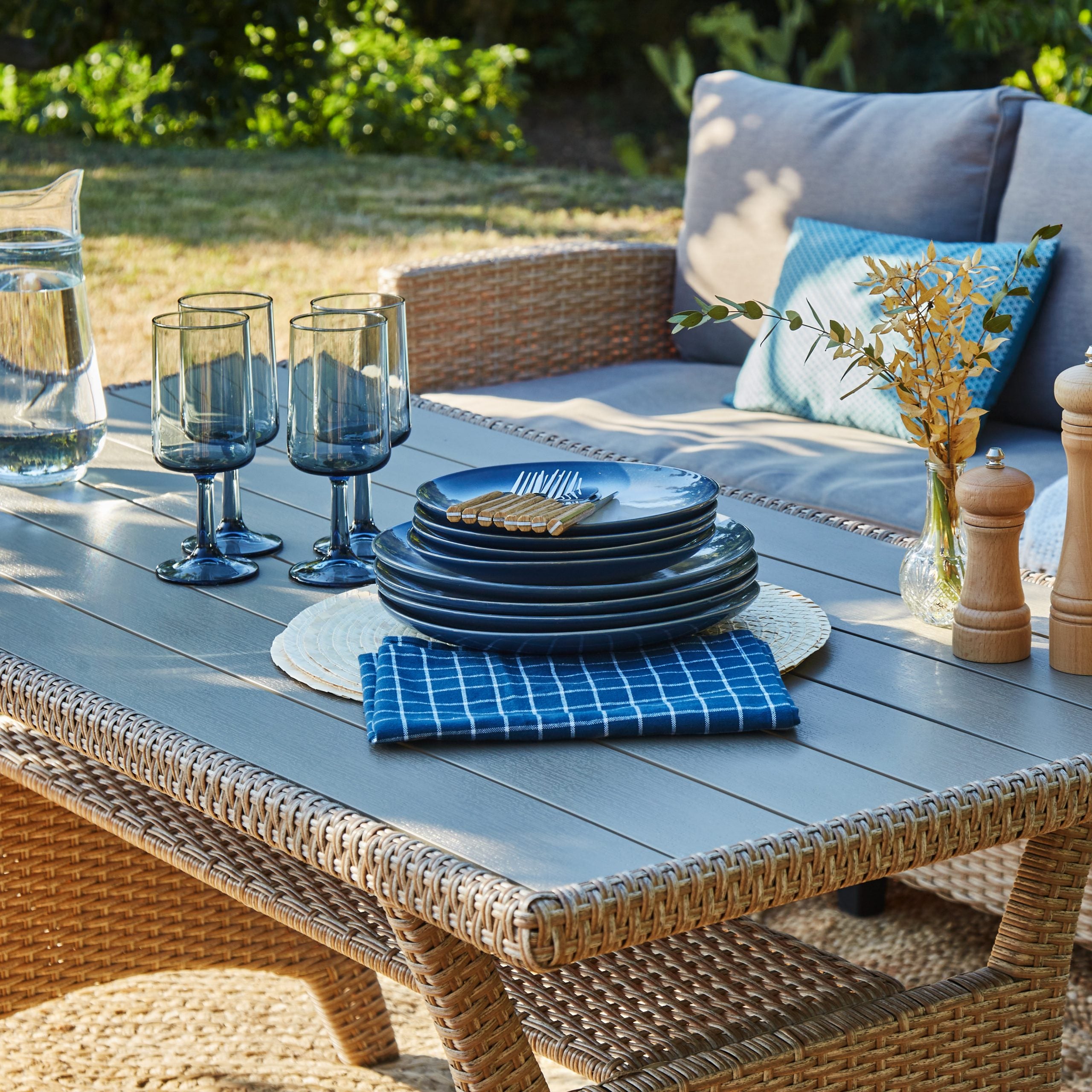 Salon de jardin en Rattan synthétique Marron 5 personnes - 3