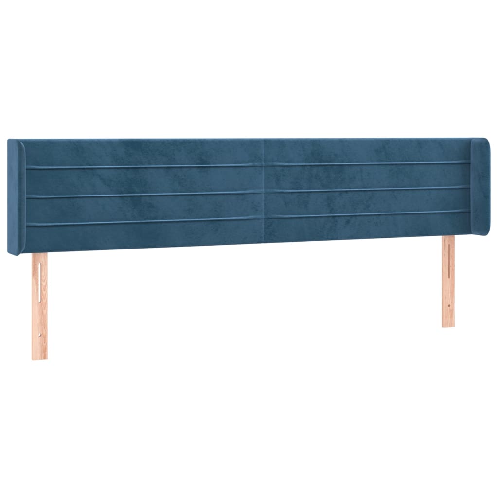 Maison Exclusive - Tête de lit avec oreilles Bleu foncé 183x16x78/88 cm Velours - 2