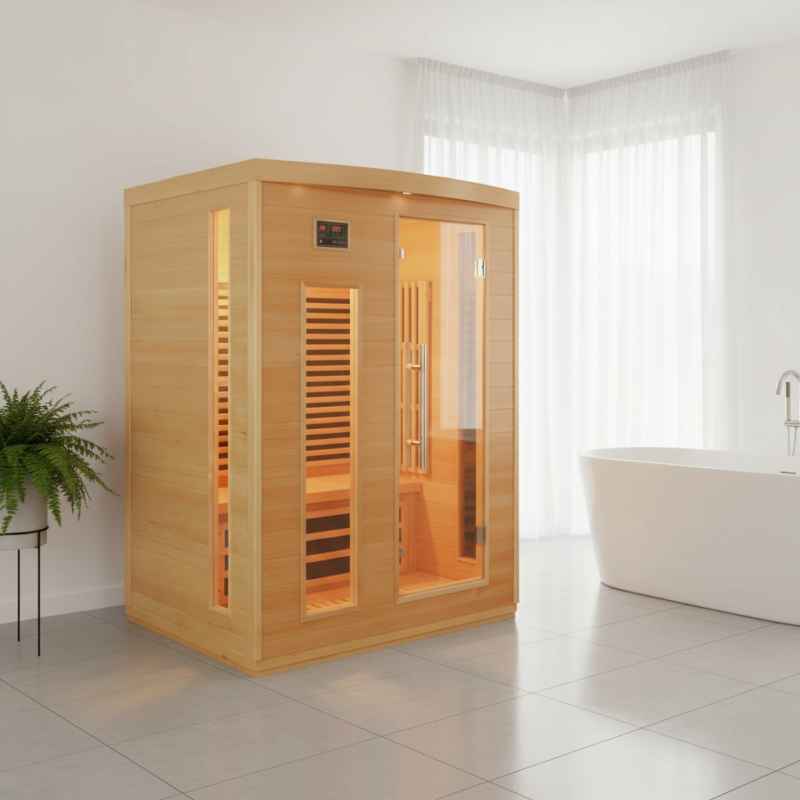 SNÖ Sauna infrarouge 3 places 2250W Hemlock panneaux carbone avec chromothérapie et Bluetooth - 2
