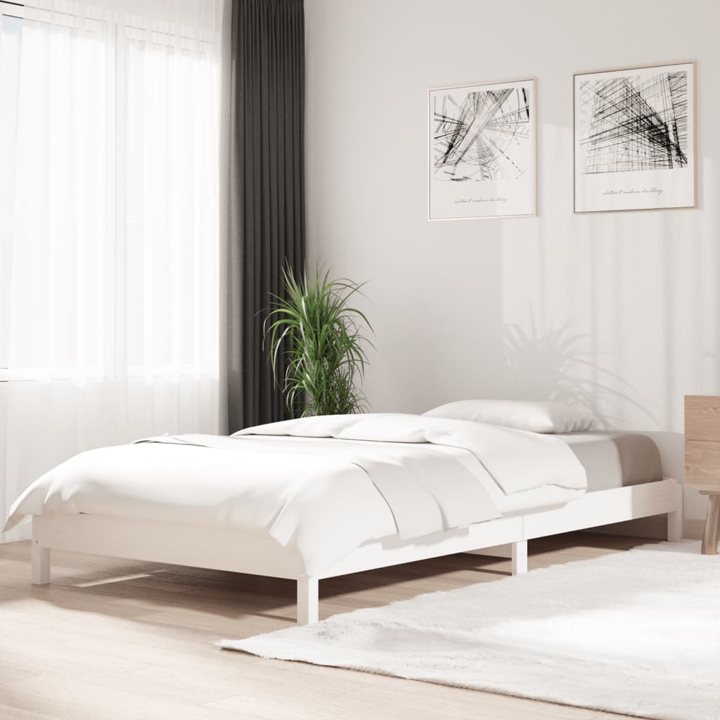 Vidaxl Cama Apilable De Madera Pino Maciza 90X190 Cm Blanco , Leroy Merlin