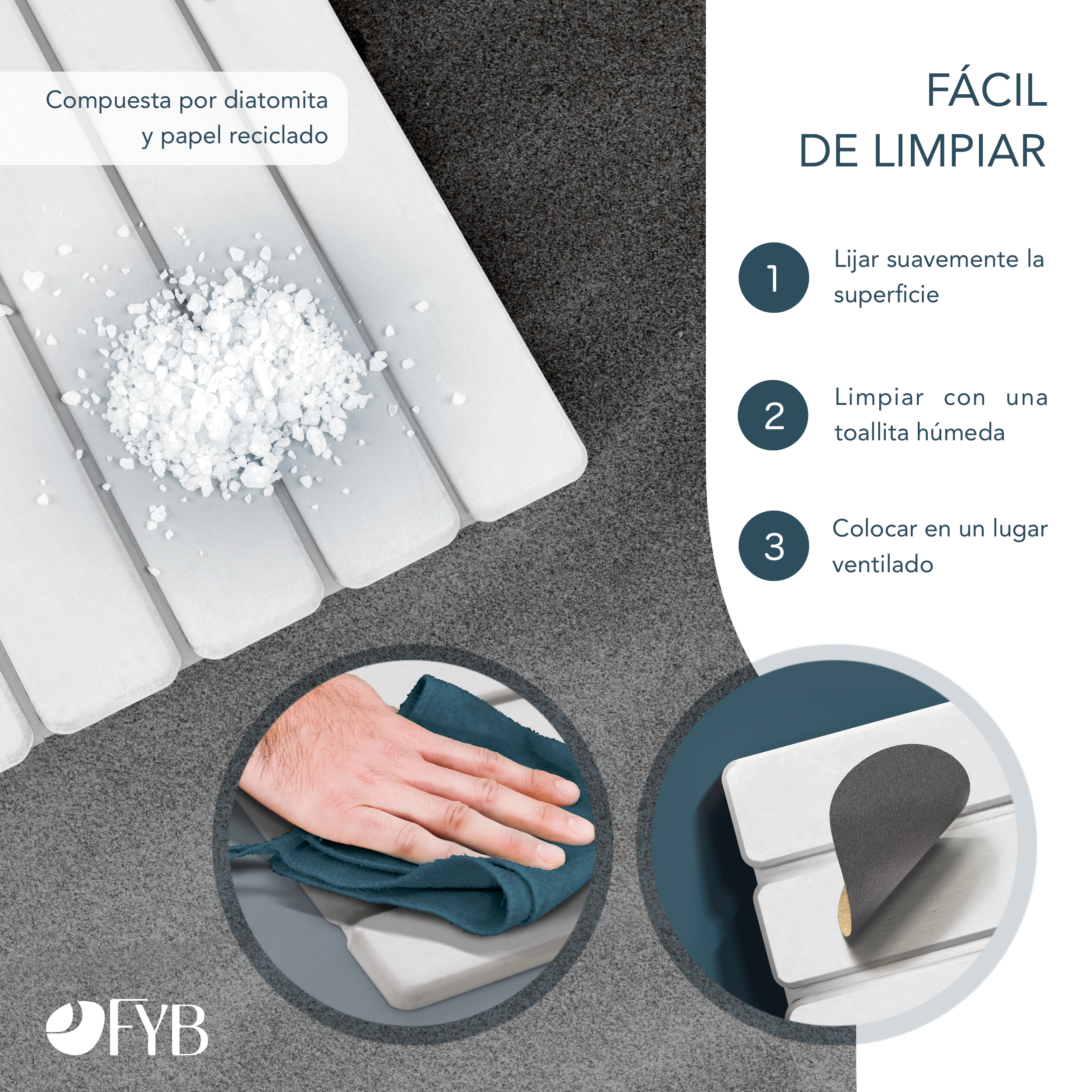 Alfombrilla de Diatomita para Baño Plegable Blanca 60x40 – Suave, Absorbente y Antideslizante – Secado Rápido - 6