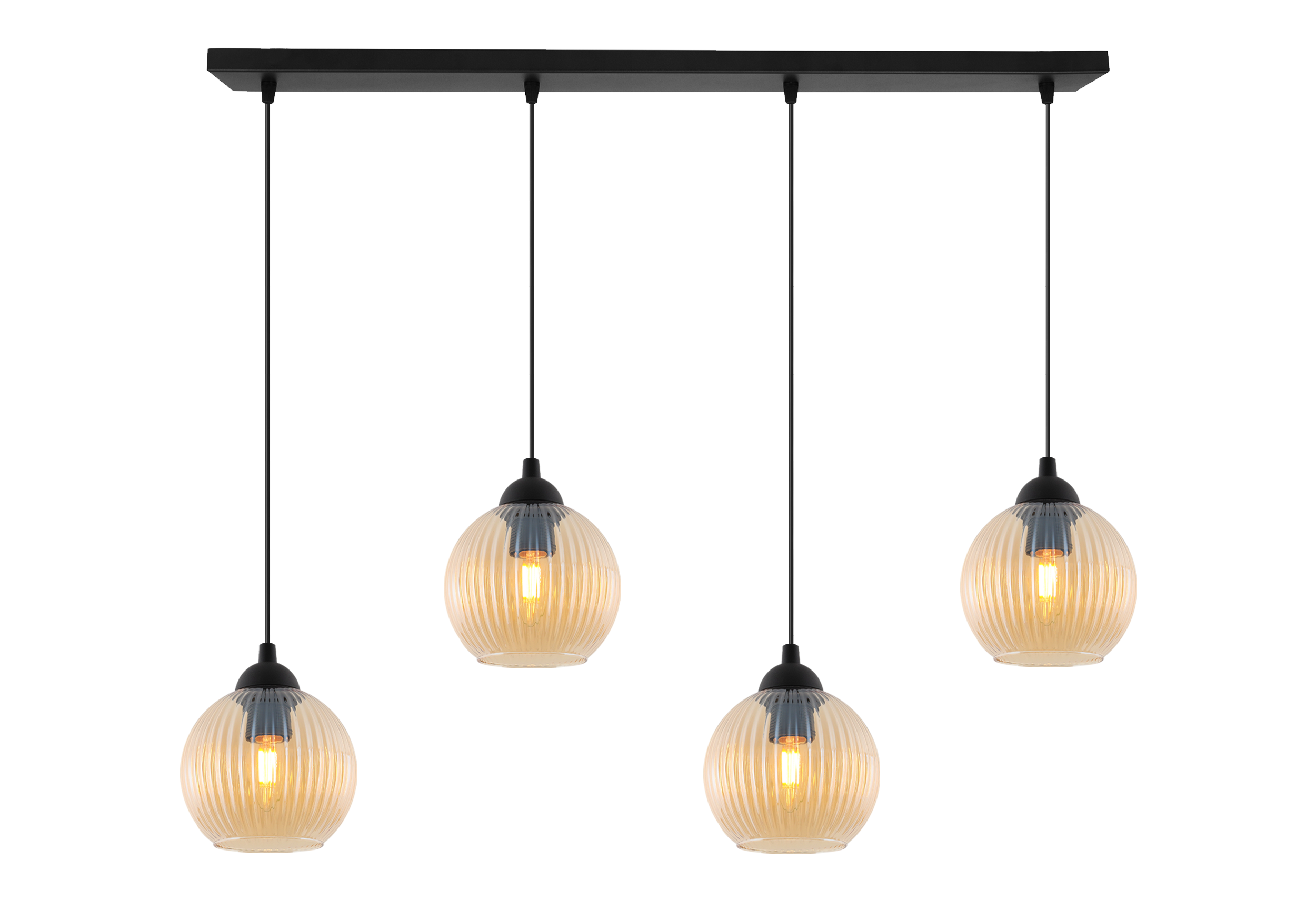 Lampa sufitowa wisząca Riffle loft 4xE27 klosz kula miodowa Light Home LH