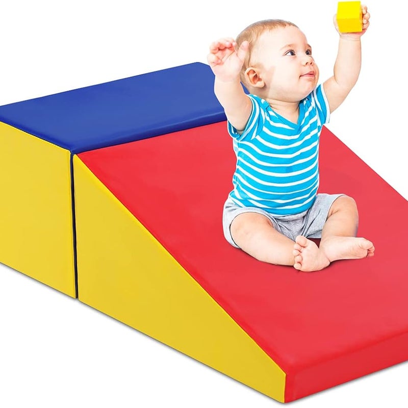 Zestaw do Ćwiczeń Motorycznych dla Niemowląt z Pianki, ze Schodami i Zjeżdżalnią dla Dzieci w Wieku od 6 Miesięcy do 3 Lat (Niebieski)