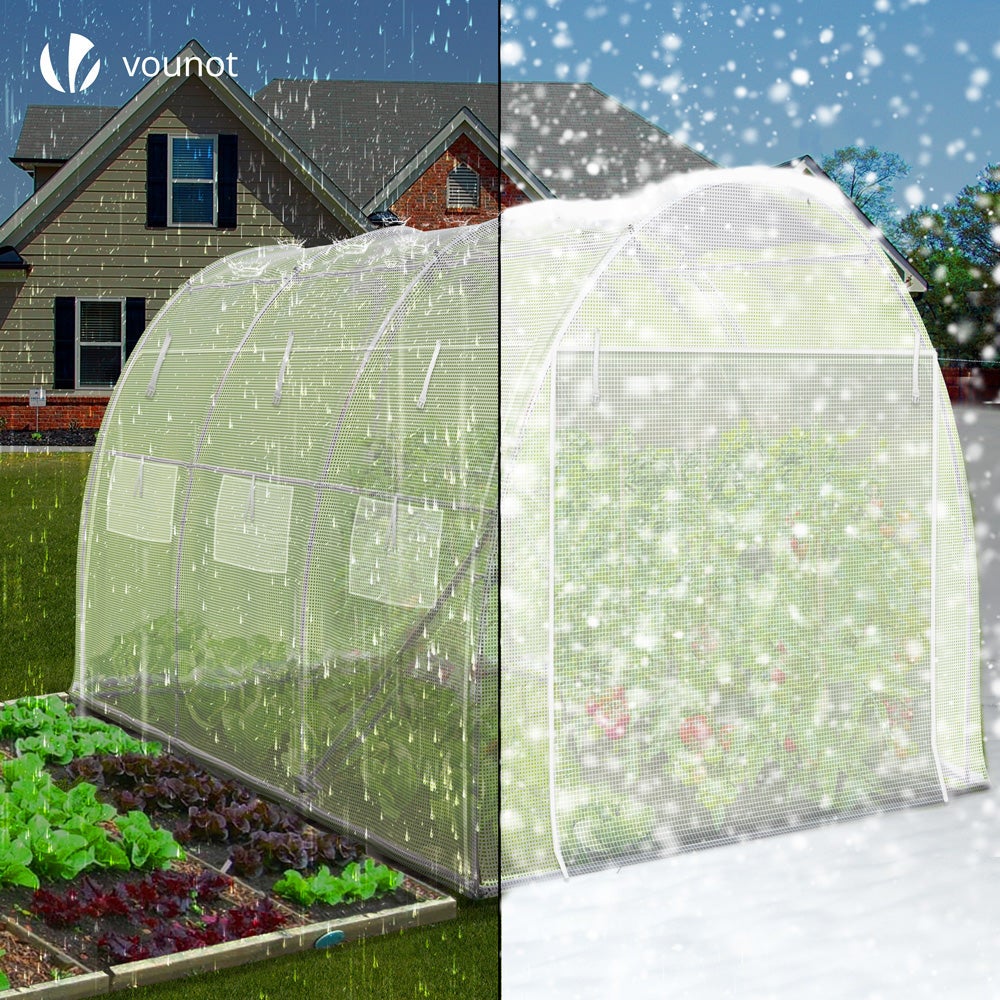 Serre de jardin tunnel Toute Saison 6m² - fenêtres et portes latérales zippées enroulables, barre anti-tempête - VOUNOT® - 4
