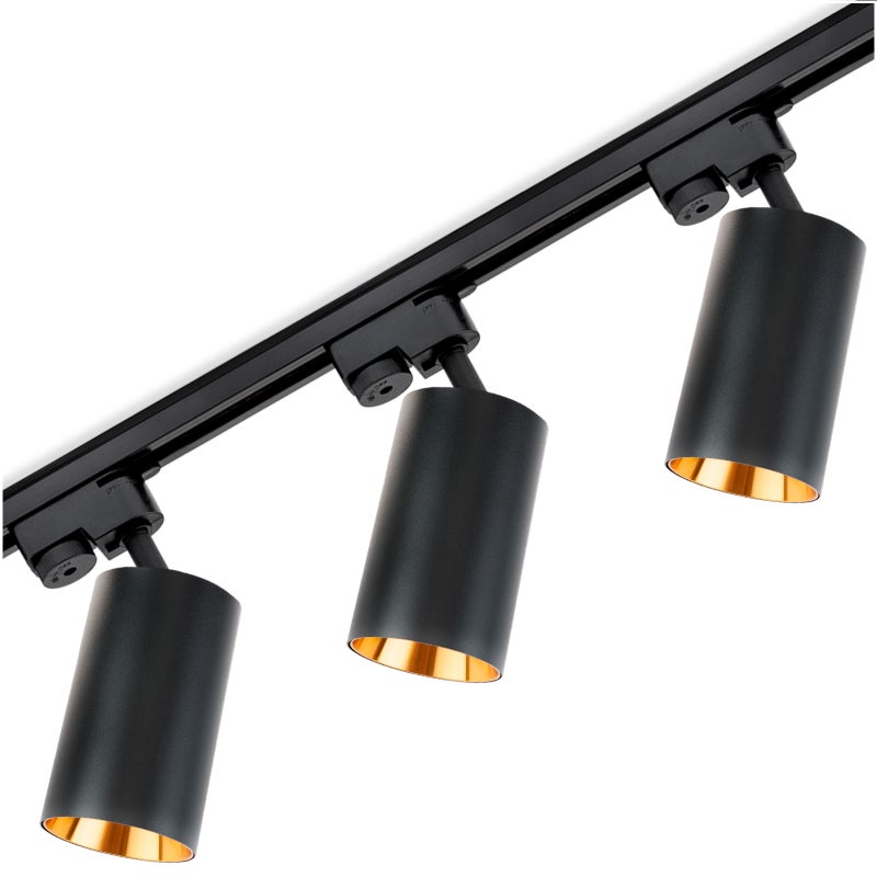 Zestaw Szyna Lumiled Oświetleniowa Szynoprzewód 1,5m + 3x Reflektor Szynowy GU10 Czarno Złoty