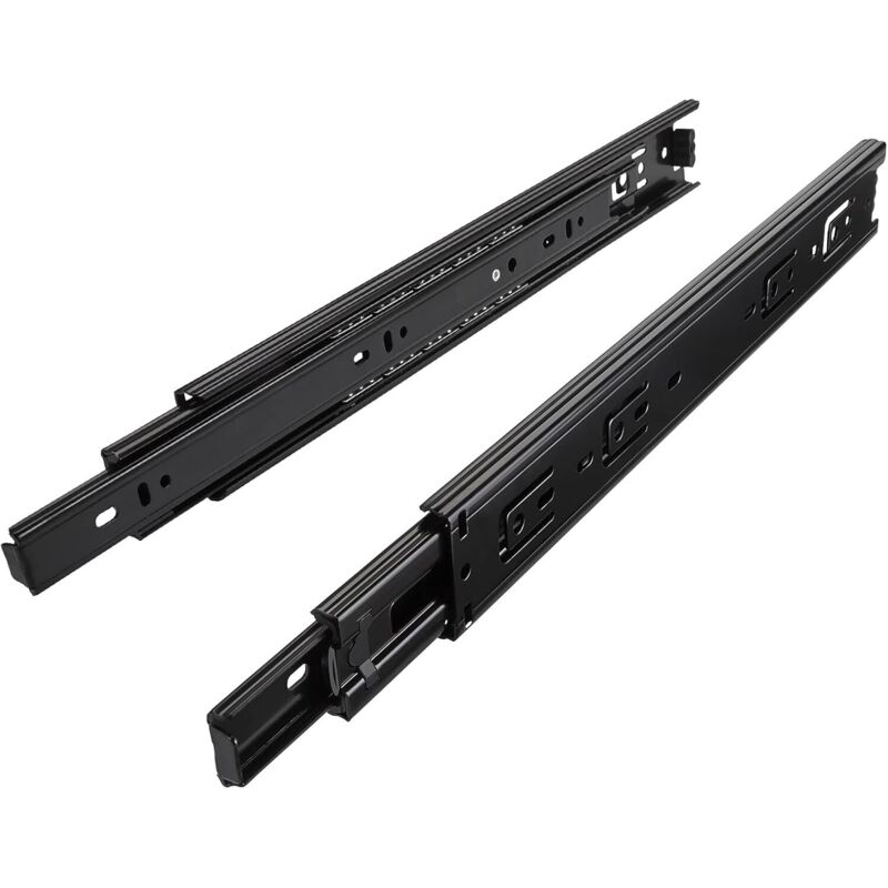 1 Pereche (2 BUCĂȚI) Glisiere Telescopice Negre cu Extensie Completă 300mm (Inserate) cu Rulmenți cu Bile - Glisieră RWDrawer