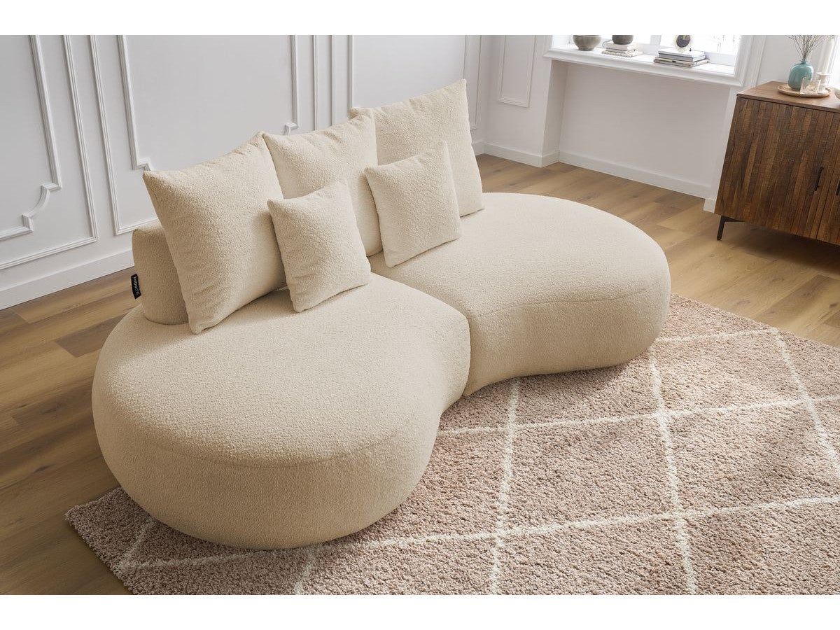 BOBOCHIC Canapé droit fixe 3 places SAINT-GERMAIN tissu bouclette Beige - 5