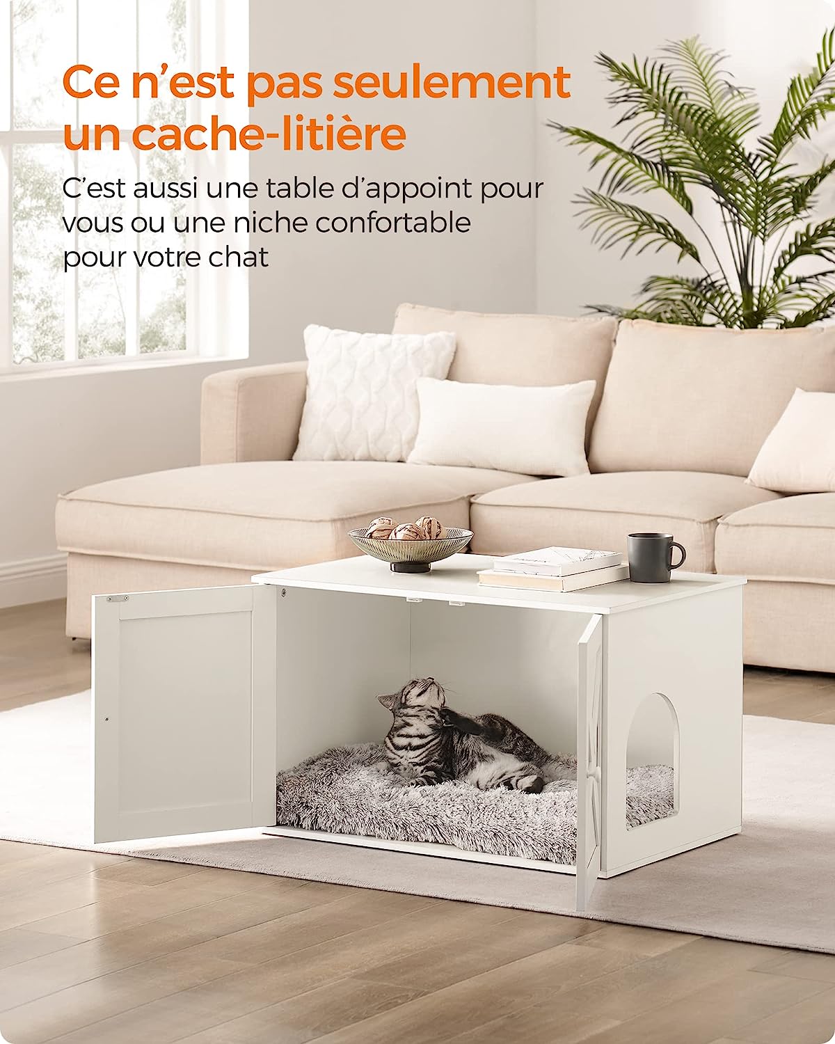Maison De Toilette Chat, Meuble Litière Chat, Avec Séparateur Amovible, Cache-litière Pour Chat - 2