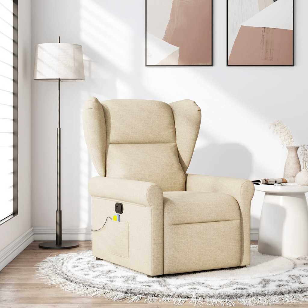 Fauteuil de massage | Fauteuil de relaxation | Chaise de relaxation inclinable Crème Tissu CFW967539 - 2