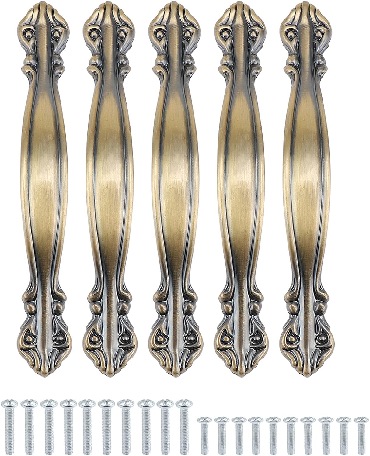 Zestaw 10 uchwytów do szafek w kształcie antycznego łuku 64 mm w stylu vintage – klamki do drzwi meblowych o długości 4,3 cala odległość otworów 64 mm