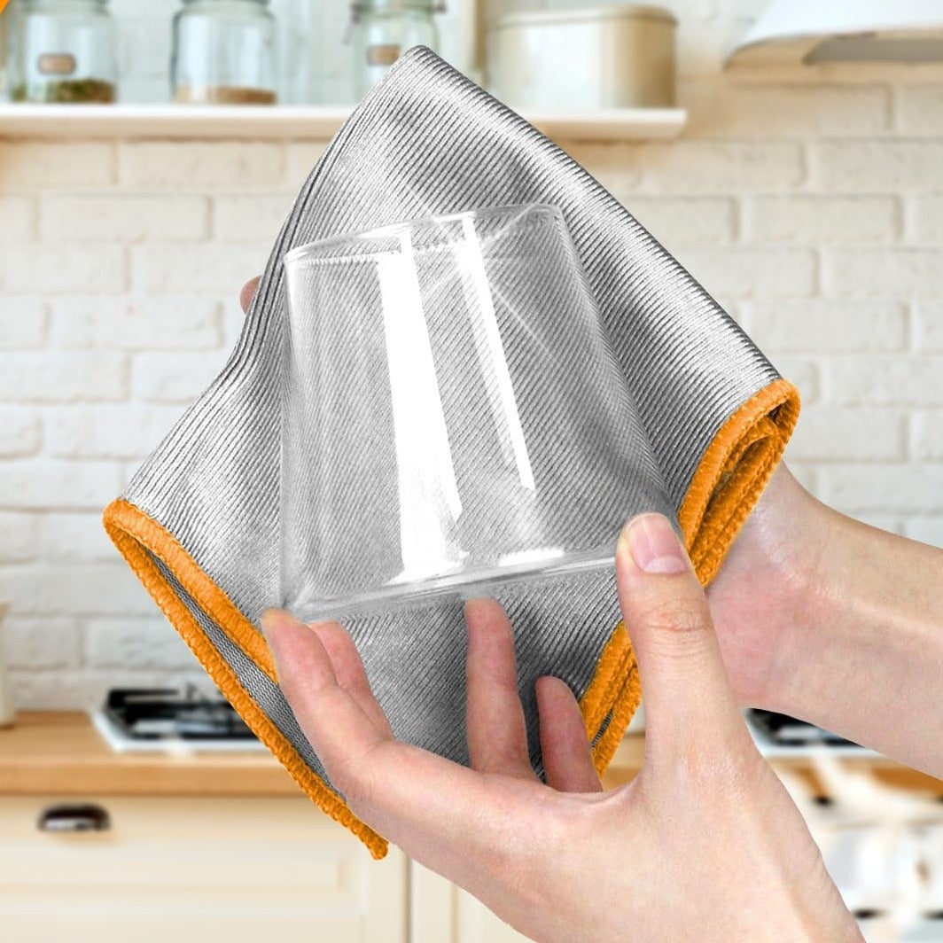 Chiffons de polissage pour verres, sans traces, en microfibre, non pelucheux,pour verres,vaisselle et miroirs. Nettoyage facile. Lot de 6,30 x 30 cm - 3