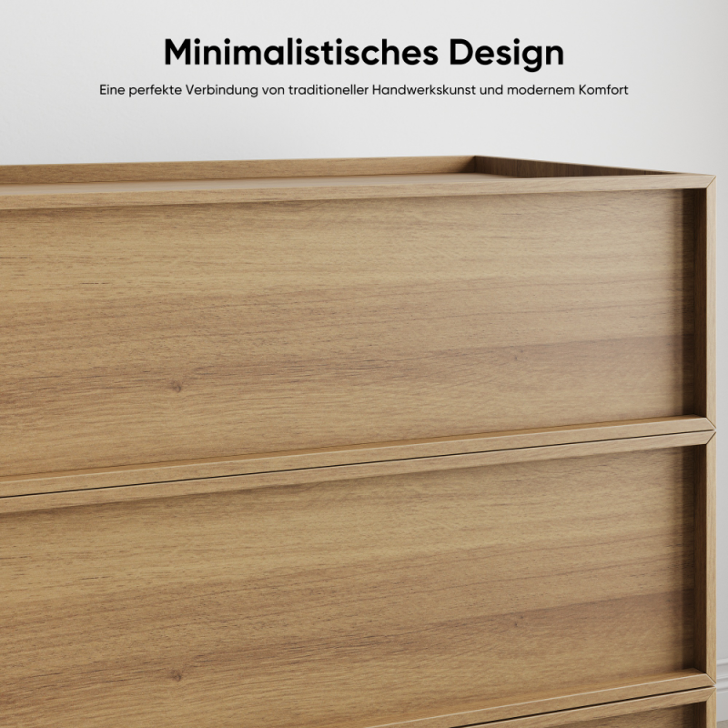 Kommode 3 Schubladen Holz modernes Design Eiche, multifunktionale Aufbewahrungsschrank Schminktisch TV-Schrank Schlafzimmer Wohnzimmer Flur - 6