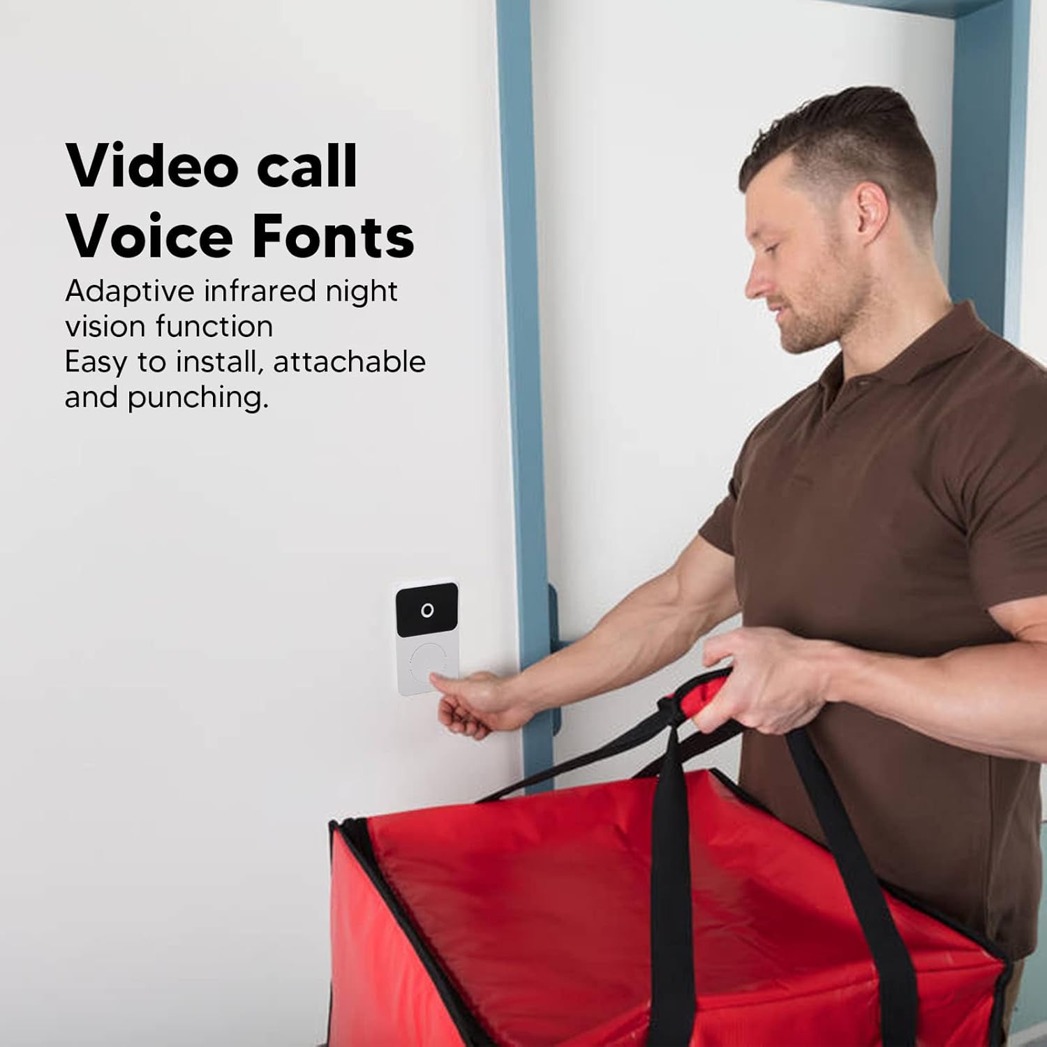 Sonnette vidéo sans fil - Interphone vidéo sans fil - Étanche pour l'extérieur - Wi-Fi 2,4 GHz - Batterie haute capacité - 5