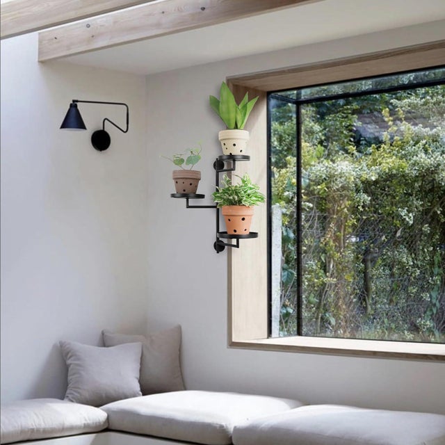 Support pour plantes rotatif d'intérieur, support pour plantes en métal à 3 couches, support pour plantes mural