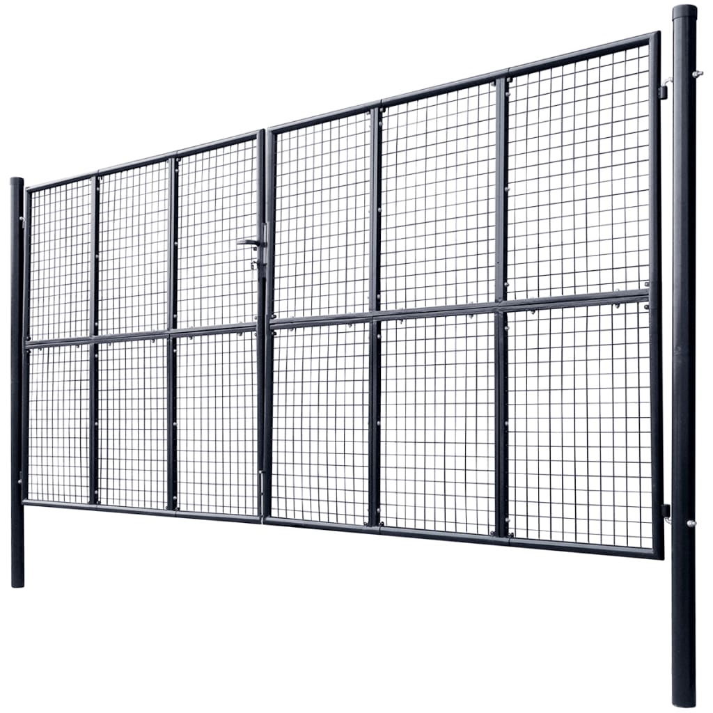 Portail en maille de jardin Acier galvanisé 400x175 Gris 2 - 2