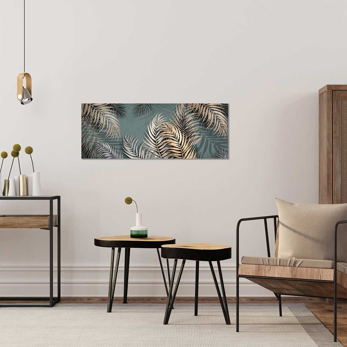 Tableau Affiche illustration feuilles d'areca - 80x30cm - 2