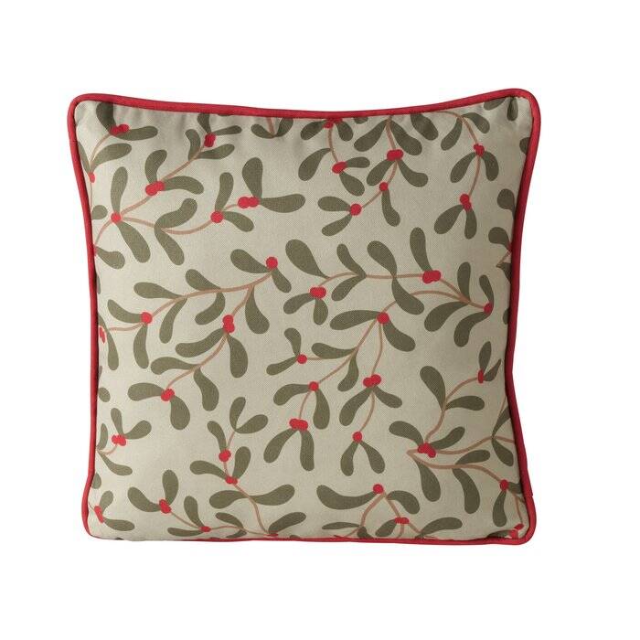Coussin décoratif avec passepoil et motif de gui MISTLETOE, 45 x 45 cm ...