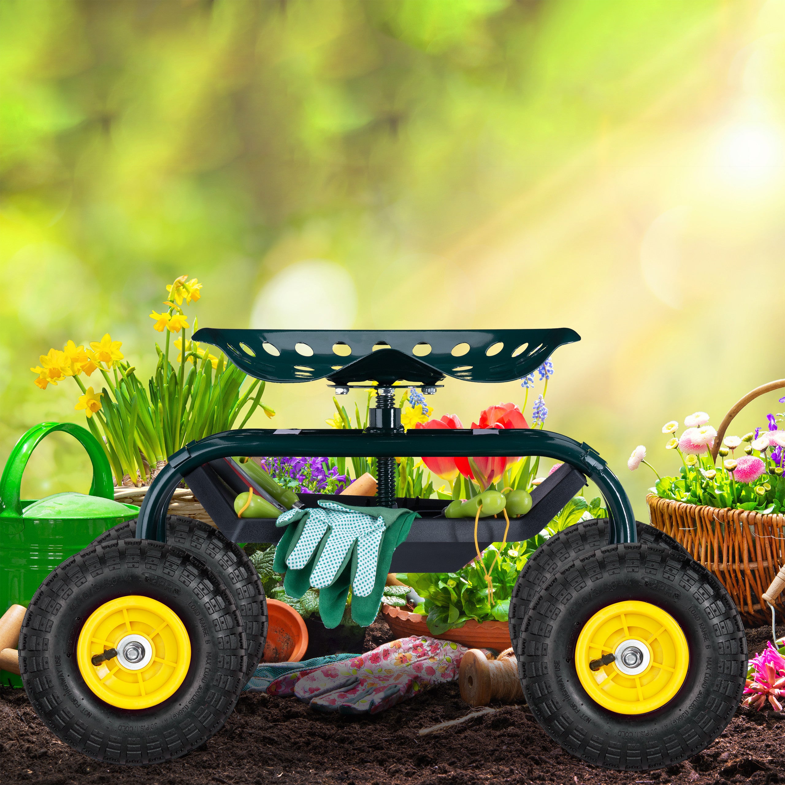 2 roues pour diable 4.1/3.5-4, de rechange avec air, axe de 16 mm, jusqu’à 136 kg, 260 x 85 mm;noir-jaune, Relaxdays - 2