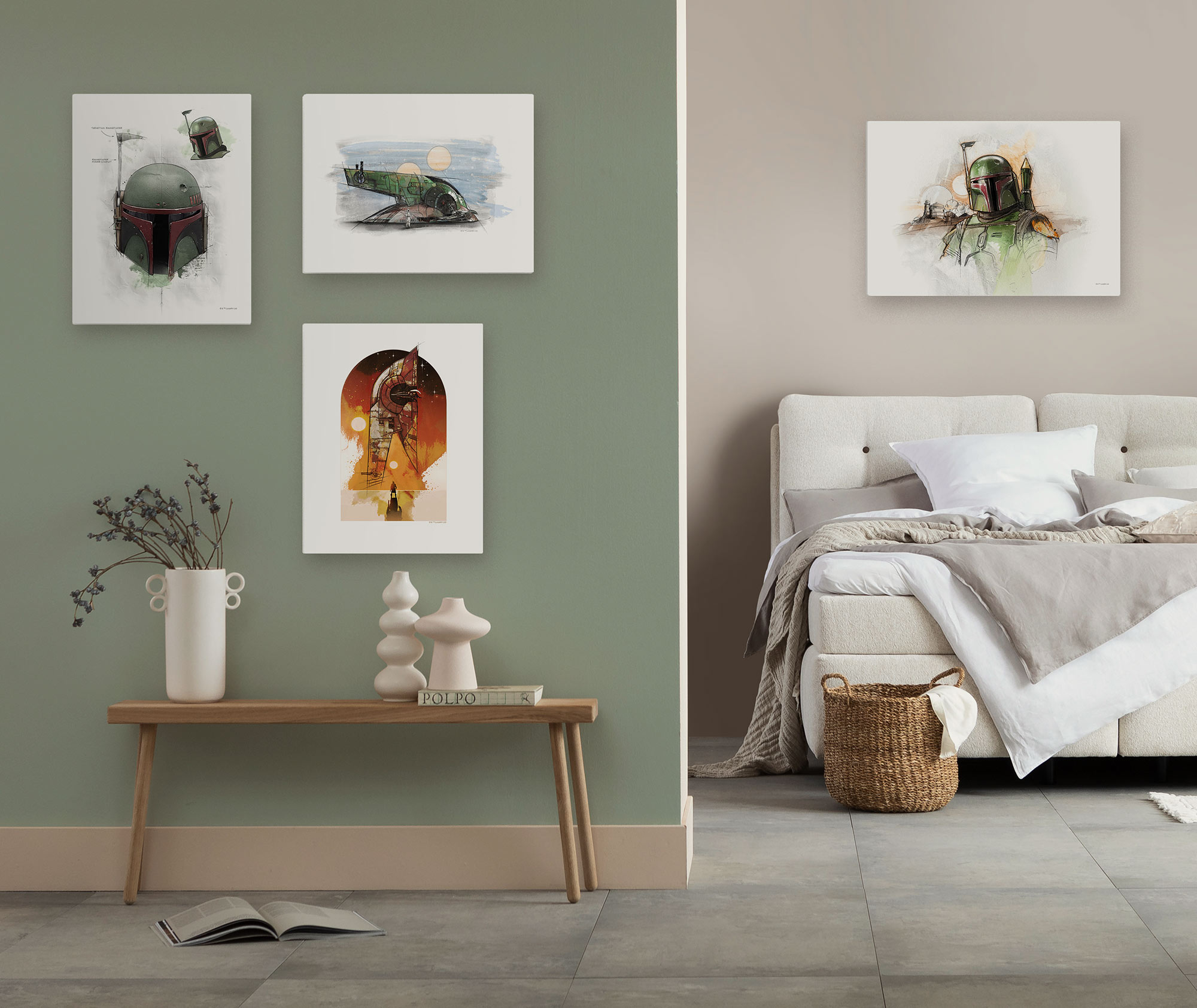 Lienzo impreso en komar - star wars boba fett sketch - talla: 60 x 40 cm