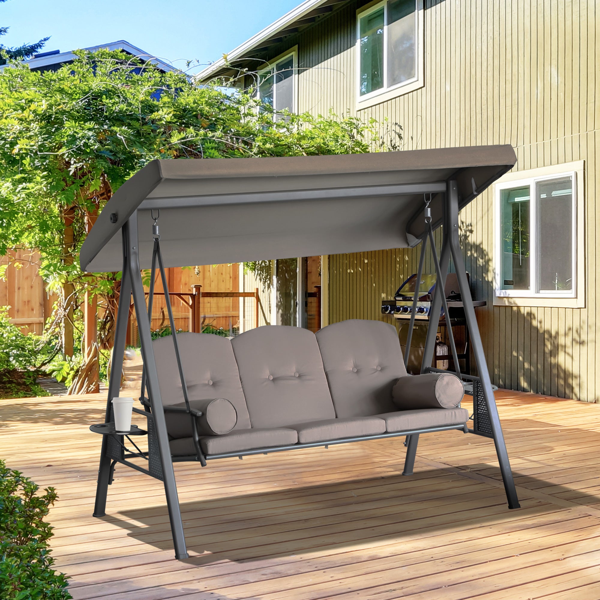 Balancelle de jardin 3 places grand confort polyester - 2