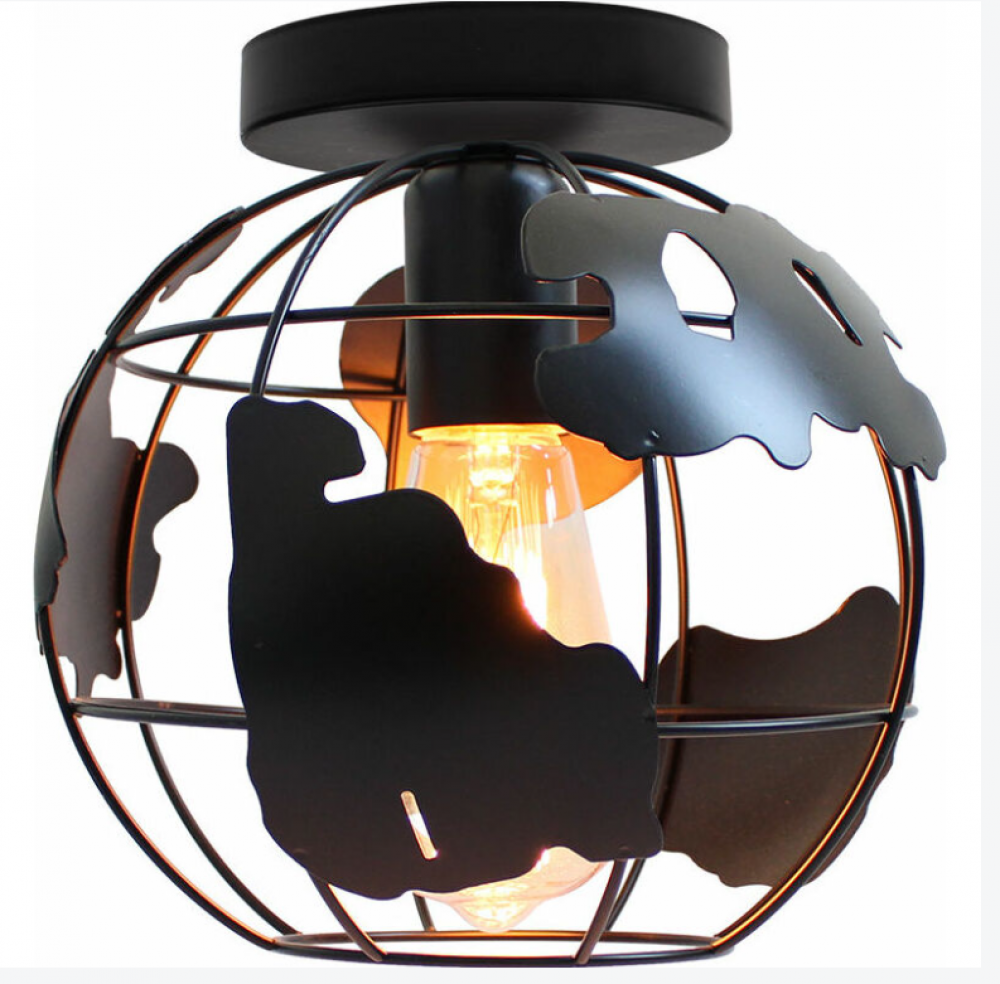 Lampa sufitowa industrialna klatka metalowa wisząca żyrandol E27 40W czarna 1 szt.