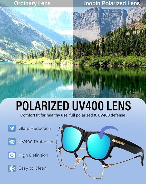 Lunettes de soleil polarisées carrées pour porter par-dessus lunettes – pour Hommes & Femmes – adaptées à la conduite, à la pêche et aux - 3